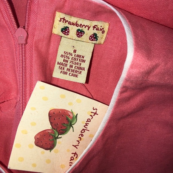 Strawberry Fair girl 2pc linen blend floral outfit - Picture 5 of 5